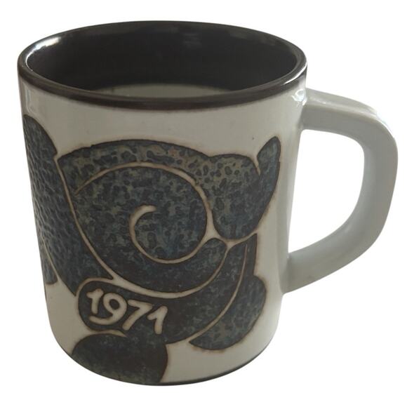 Royal Copenhagen Fajance Annual Dated Coffee Mug 3" Artisan Design Denmark 1971 - Picture 1 of 7